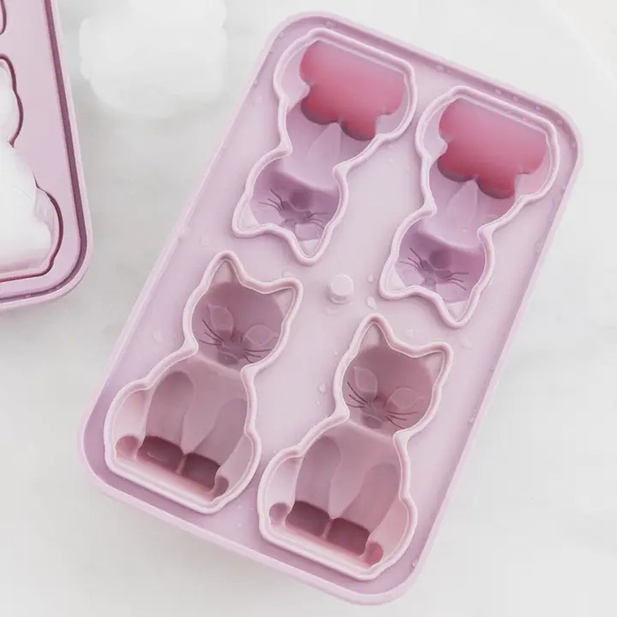 Moule à glaçons en forme de chats, vue de dessus