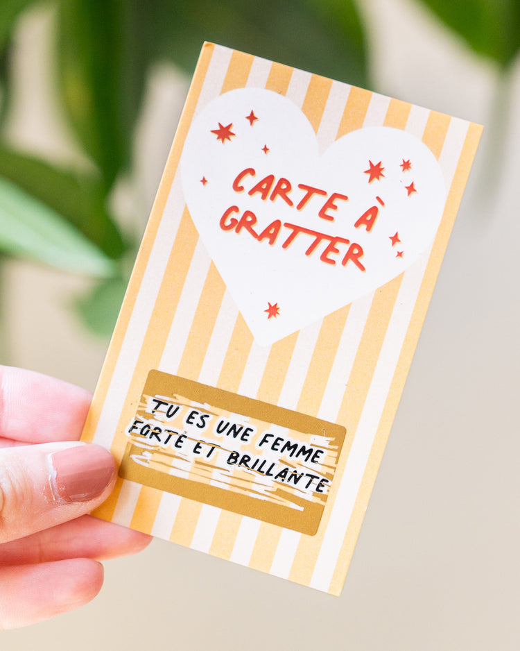 Carte à gratter avec motif doré et message inspirant