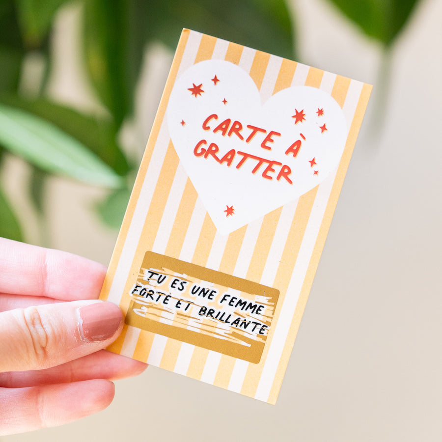Carte à gratter avec motif doré et message inspirant