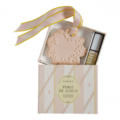 Coffret parfum d'ambiance avec décor fleuri en plâtre