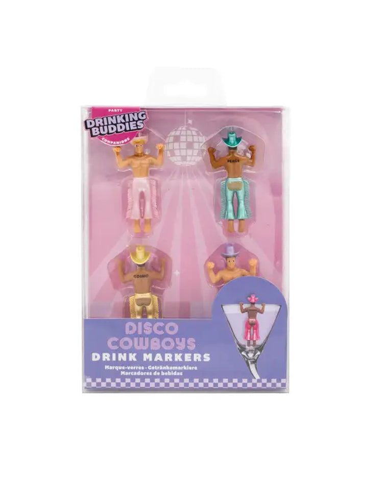 Marqueurs disco colorés en forme de cowboy pour verres