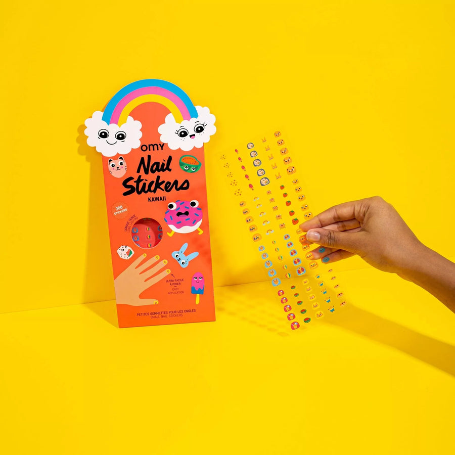 Stickers ongles kawaii avec motifs colorés et ludiques