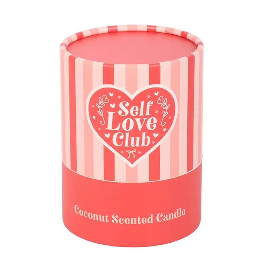 Bougie Self Love Club avec étiquette élégante et texture lisse