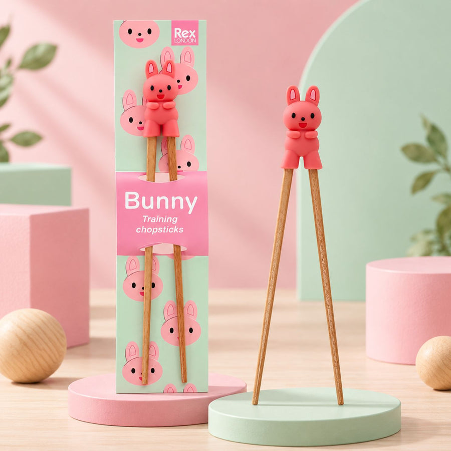 Baguettes d'entraînement en bois avec embout lapin mignon