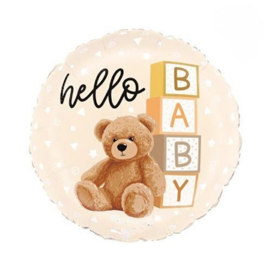 Ballon Hello Baby Ours avec motif d'ours doux et beige