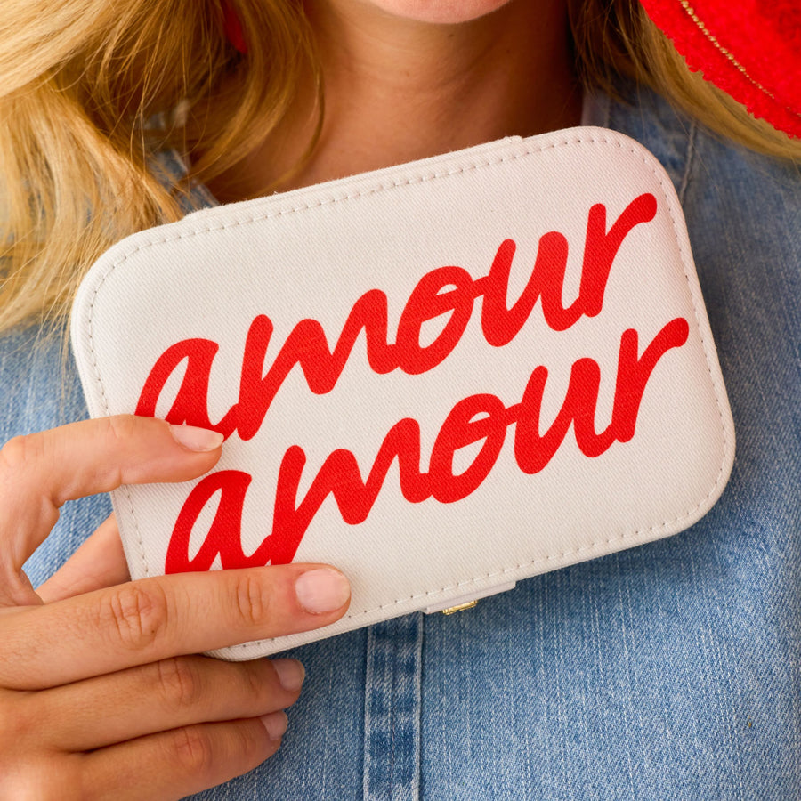 Boîte à bijoux Amour avec miroir et motif élégant