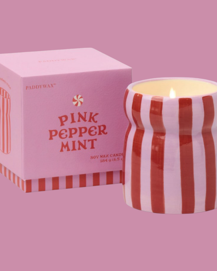 Bougie Color Pop avec pot rayé aux couleurs vives