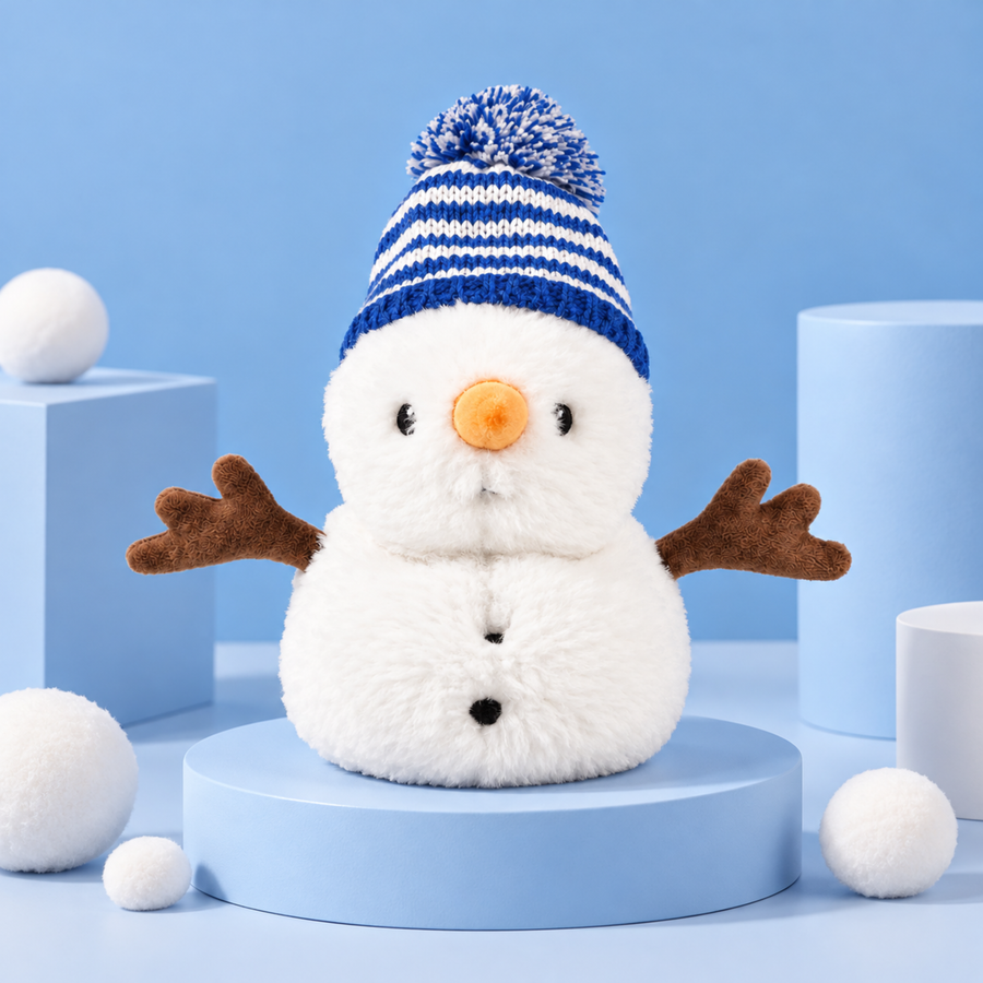 Bouillotte en forme de bonhomme de neige avec texture douce
