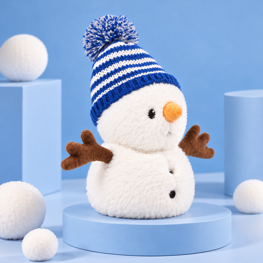 Bouillotte en forme de bonhomme de neige avec texture douce