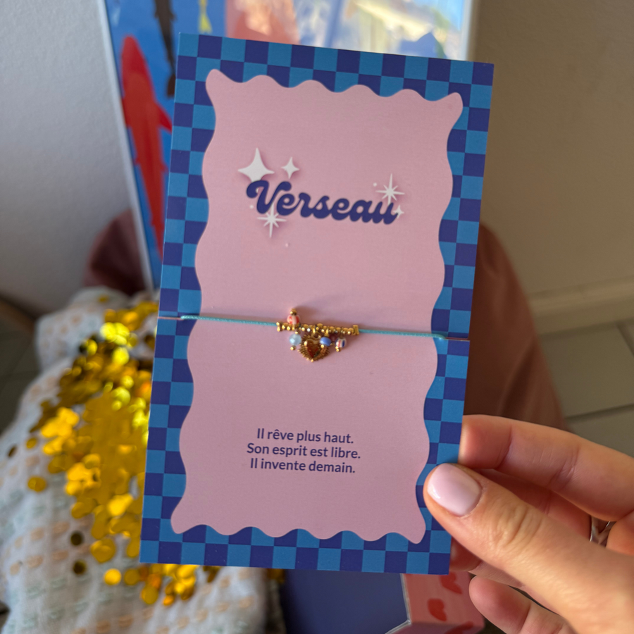 Bracelet Astro Verseau avec perles colorées et cœur doré