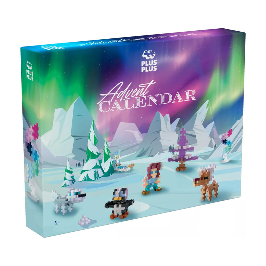 Calendrier de l'Avent Plus-Plus avec pièces colorées en forme de blocs