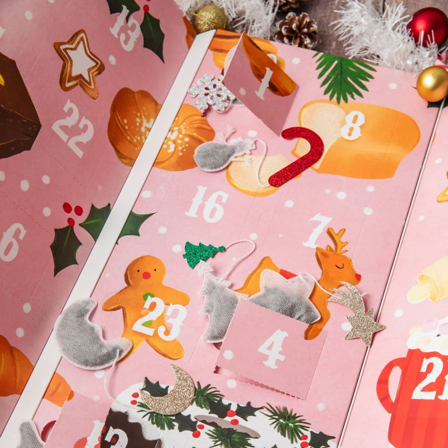 Calendrier de l'Avent avec sachets de thé en forme de trésors