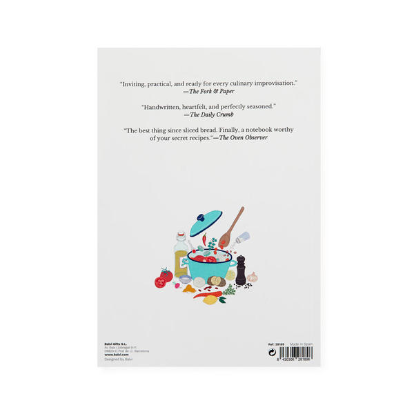 Couverture illustrée du carnet de recettes à compléter