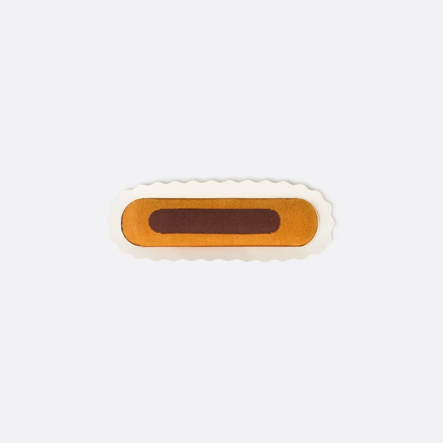 Chaussettes chocolat en forme d'éclair, vue de dessus.