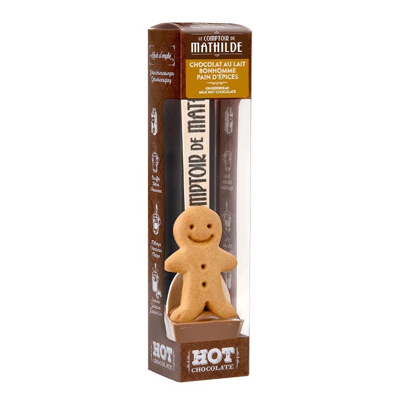 Cuillère en chocolat avec bonhomme de Noël en détail