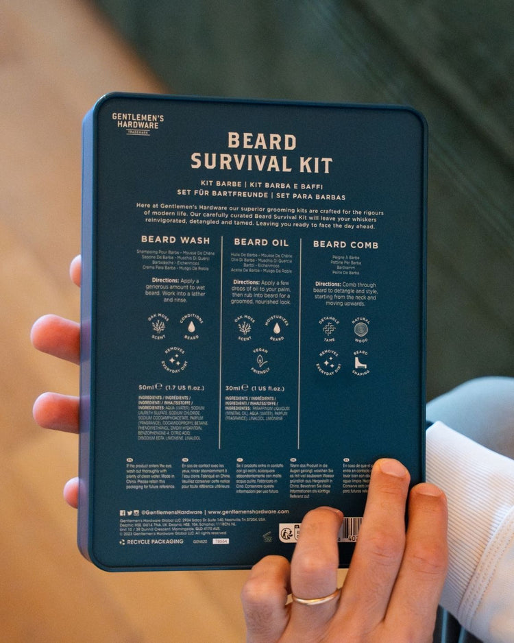 Coffret de soins pour barbe avec trois produits essentiels