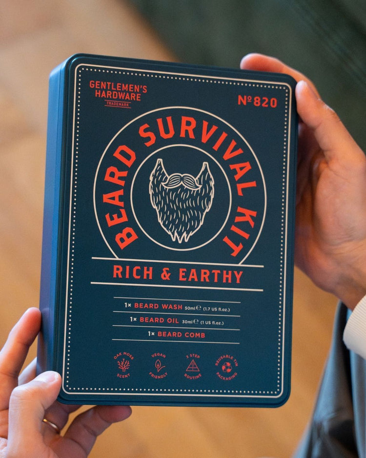 Coffret de soins pour barbe avec produits bien agencés
