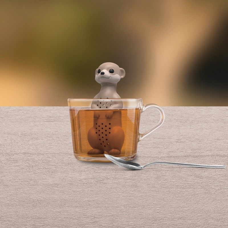Infuseur à thé suricate en position debout, prêt à infuser