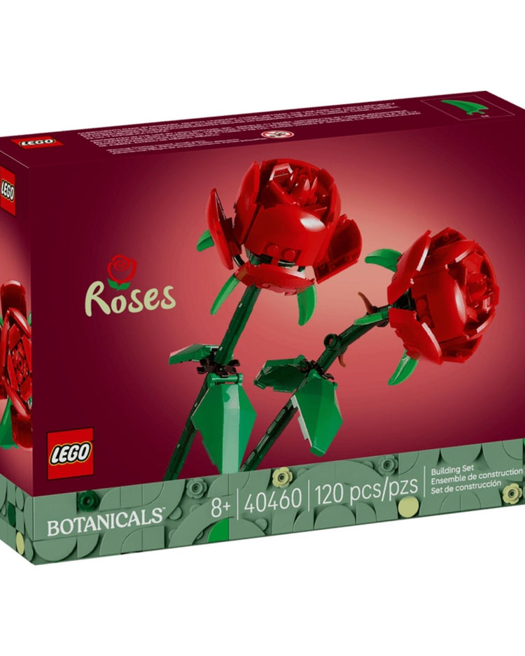 Roses en Lego avec tiges ajustables et feuilles vertes