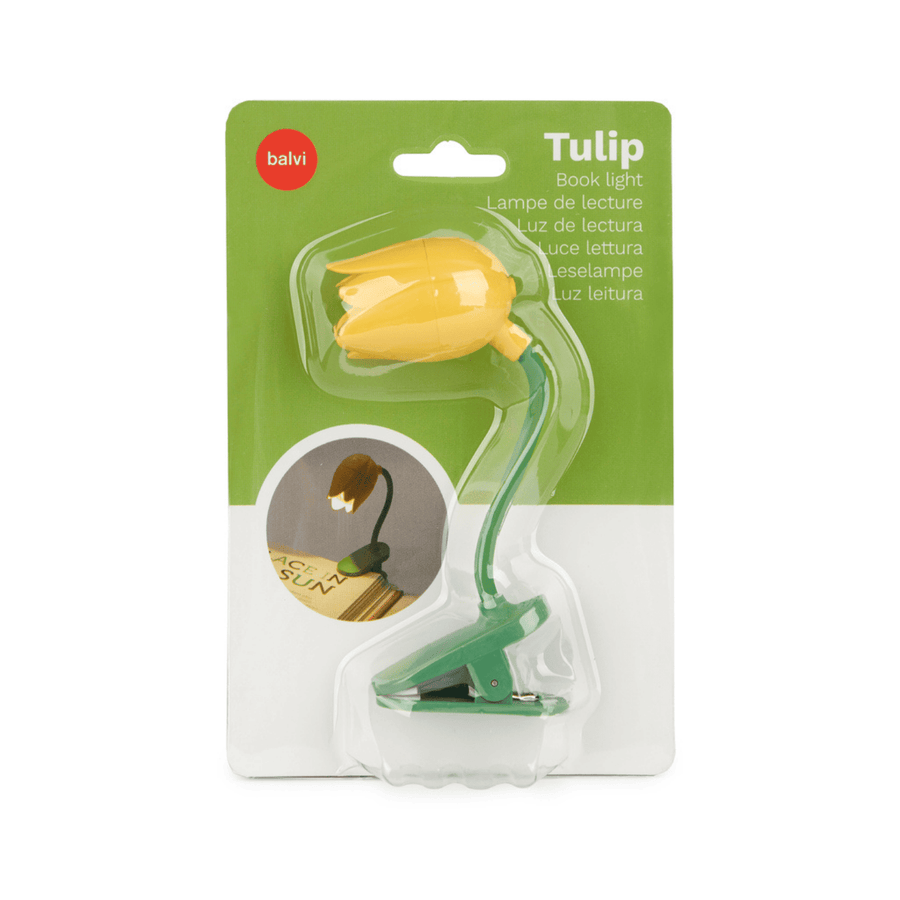 Liseuse tulipe jaune avec clip pour lecture nocturne