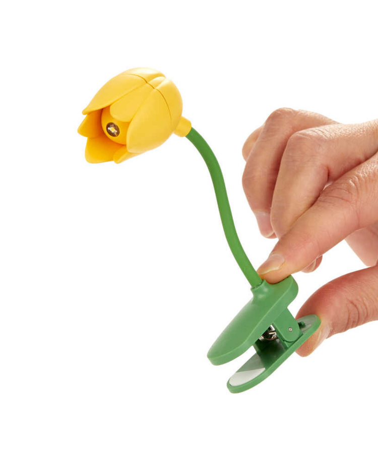Liseuse tulipe jaune avec clip pour lecture nocturne