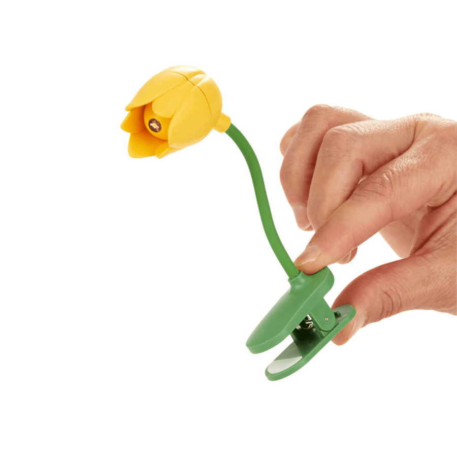 Liseuse tulipe jaune avec clip pour lecture nocturne