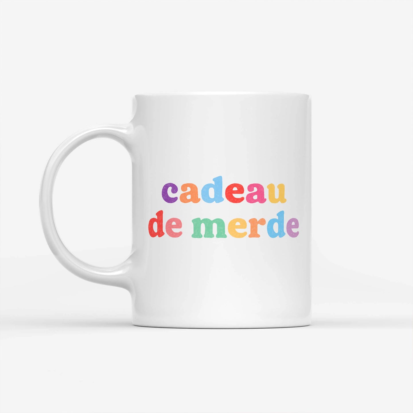 Mug avec inscription humoristique sur fond blanc