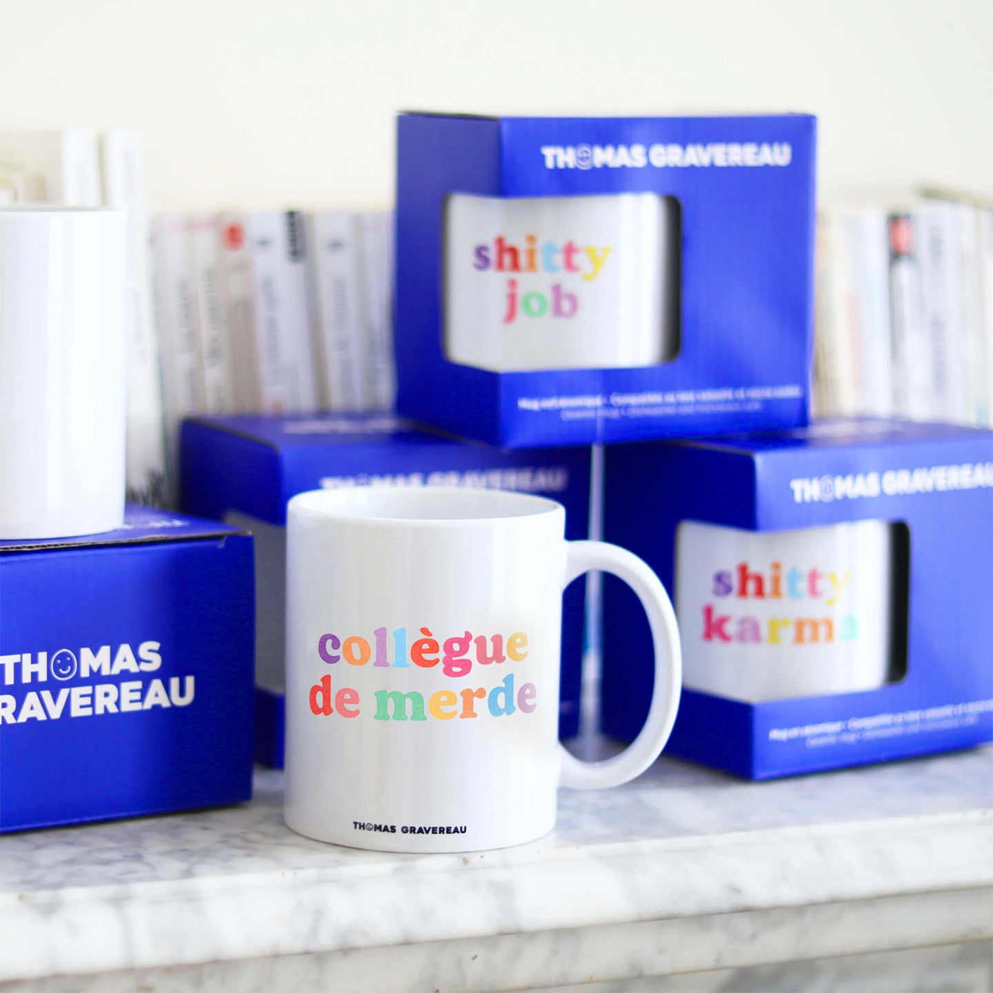 Mug avec inscription humoristique sur fond blanc