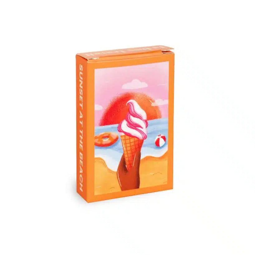 Mini puzzle de cornet de glace avec ciel rose orangé