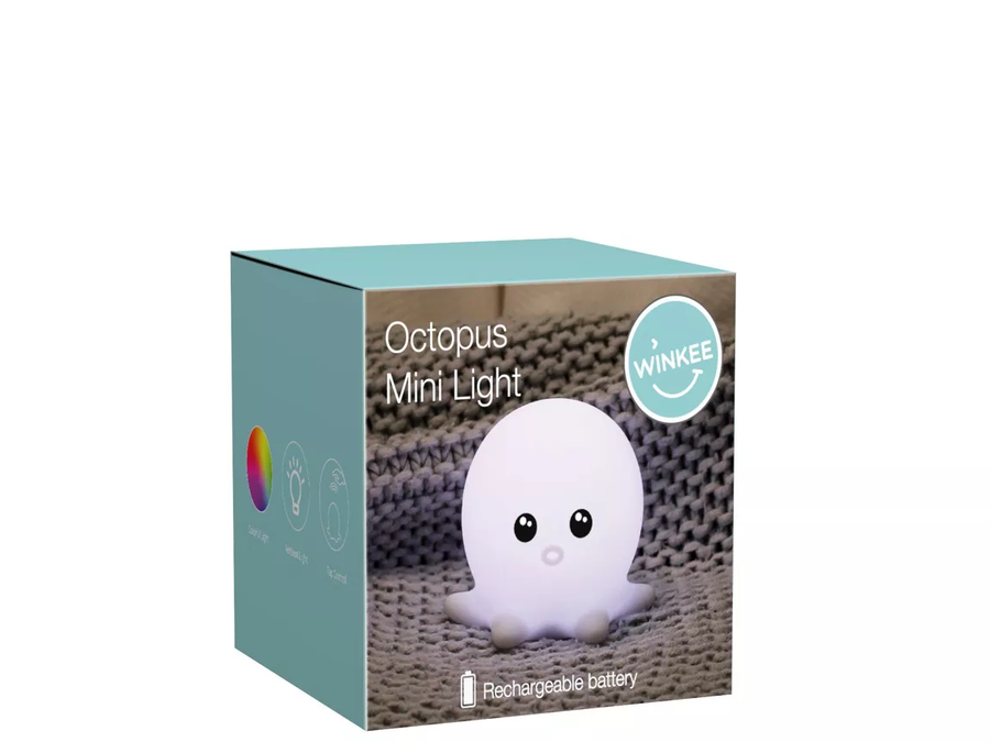 Mini veilleuse pieuvre avec grands yeux et texture douce