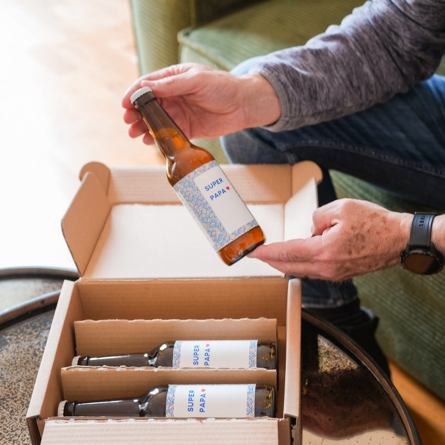 Bière personnalisée avec motif coloré et message unique