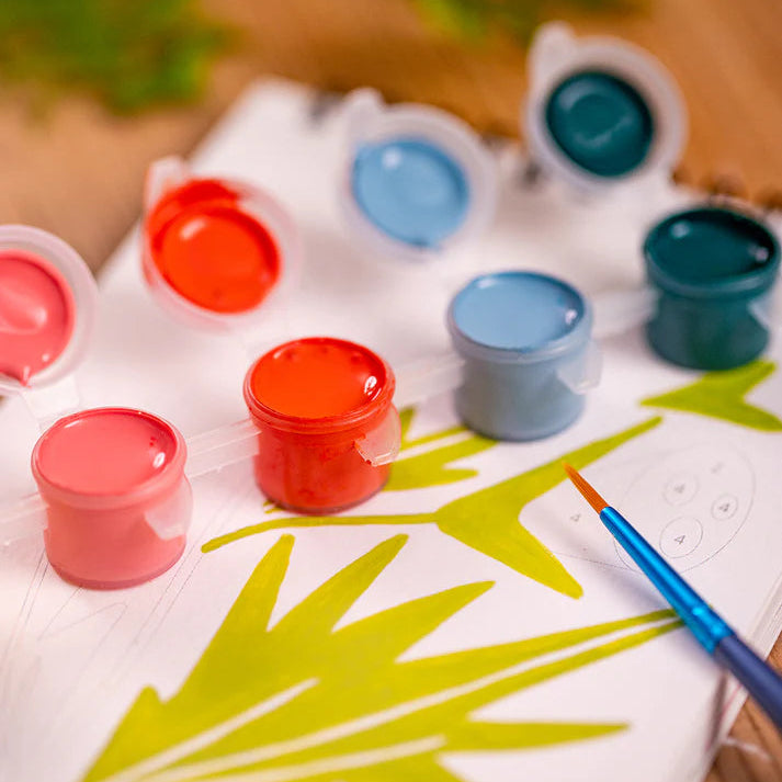 Détail des motifs fleuris sur les cartes de peinture à numéros.