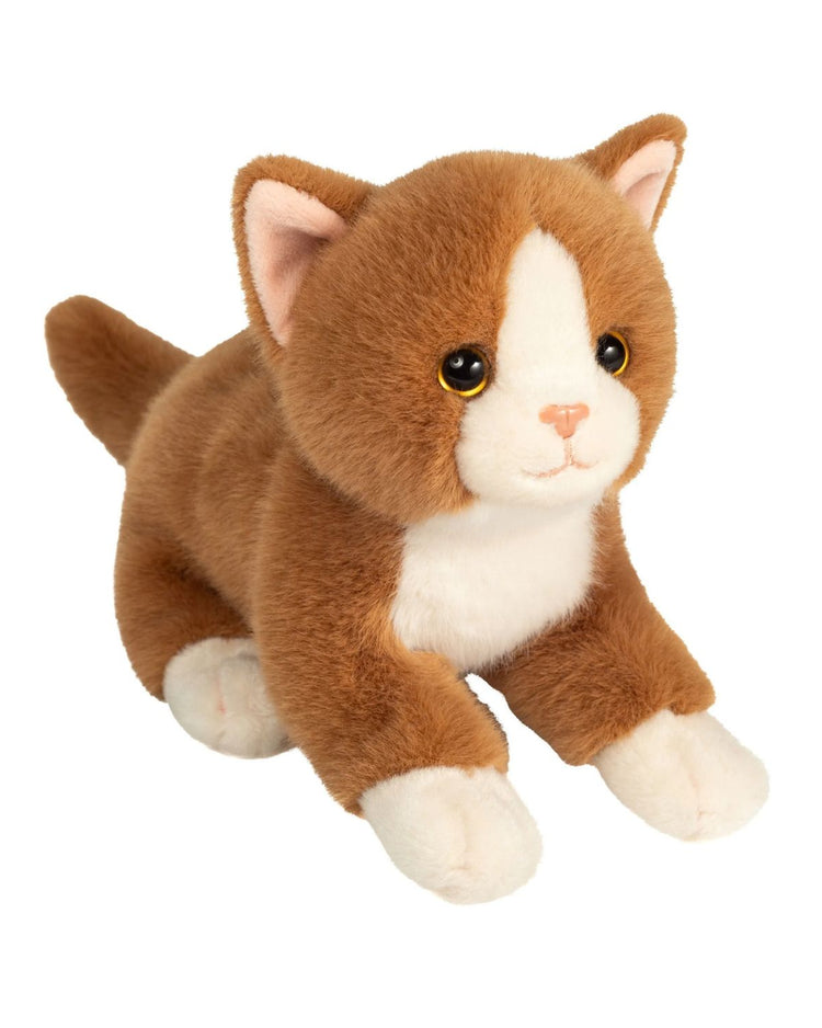 Peluche chat en position assise, texture douce et moelleuse