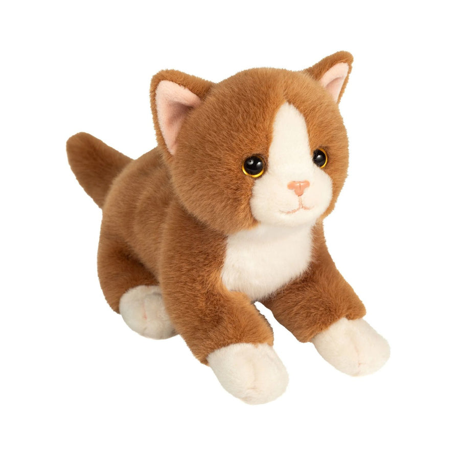 Peluche chat en position assise, texture douce et moelleuse
