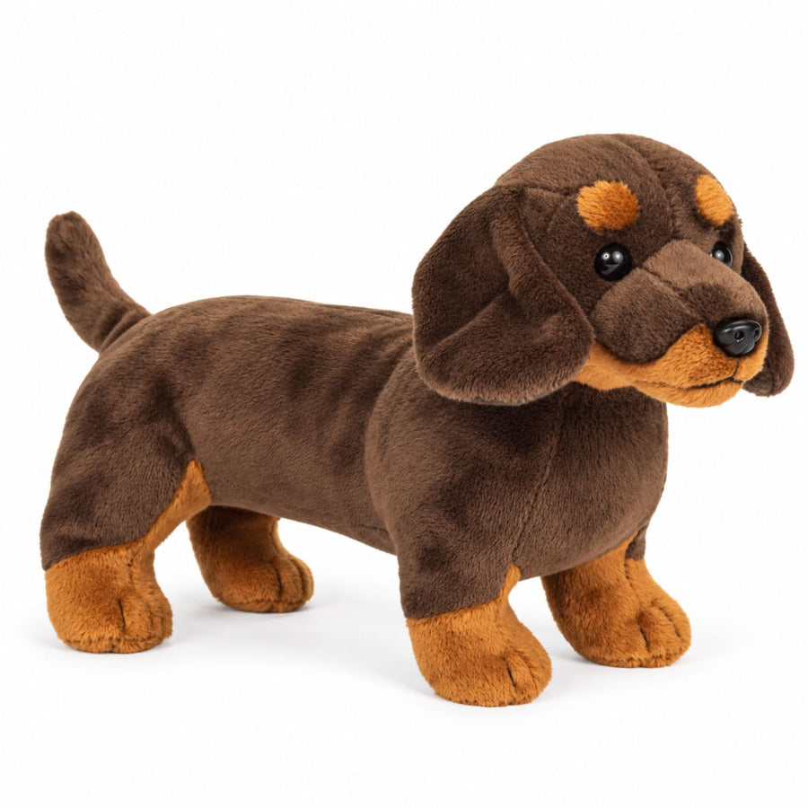 Peluche teckel en position assise avec texture douce