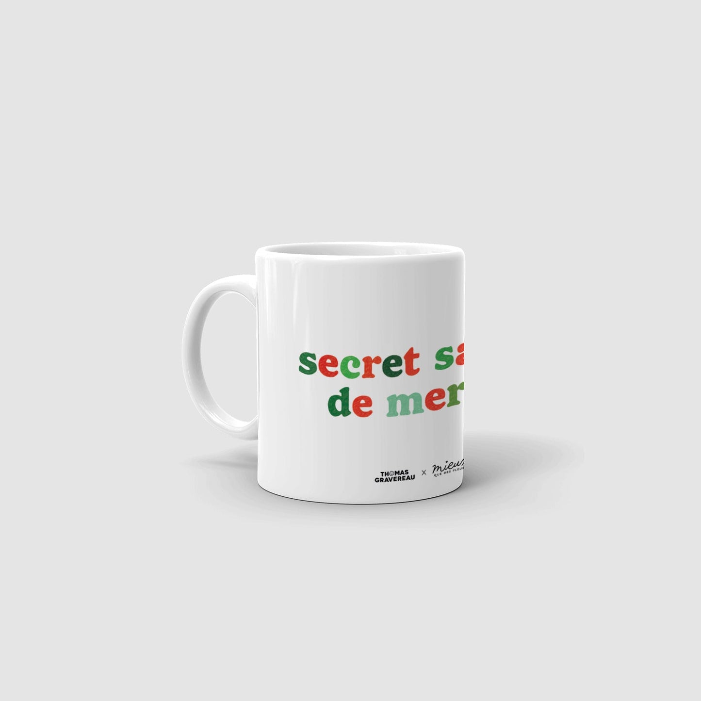 Mug humoristique Secret Santa avec texte amusant en gros plan