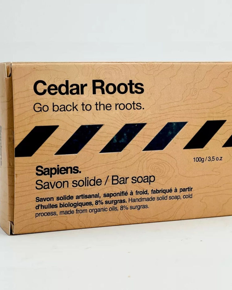 Savon au Cèdre Bio avec texture marbrée et aspect artisanal