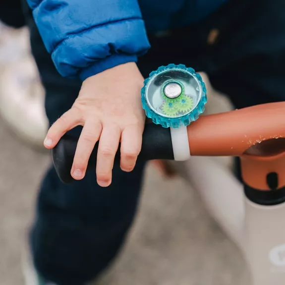 Sonnette de vélo avec coque transparente et mécanisme visible