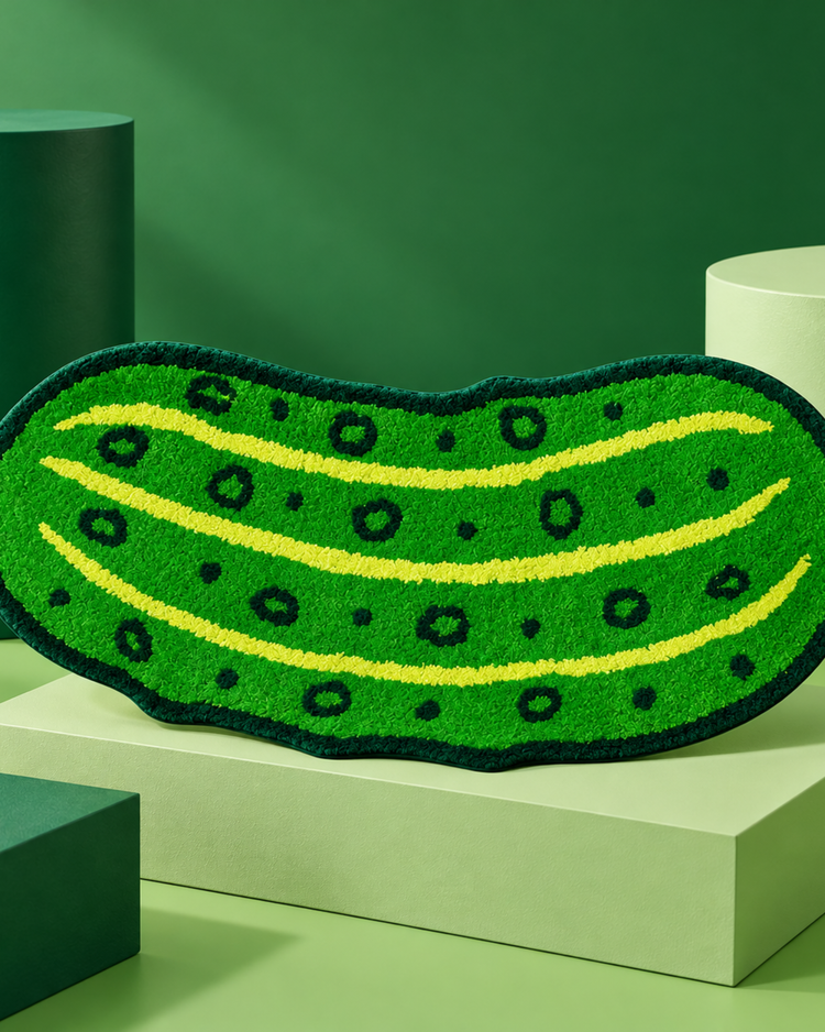 Tapis de bain en forme de cornichon, texture douce et amusante