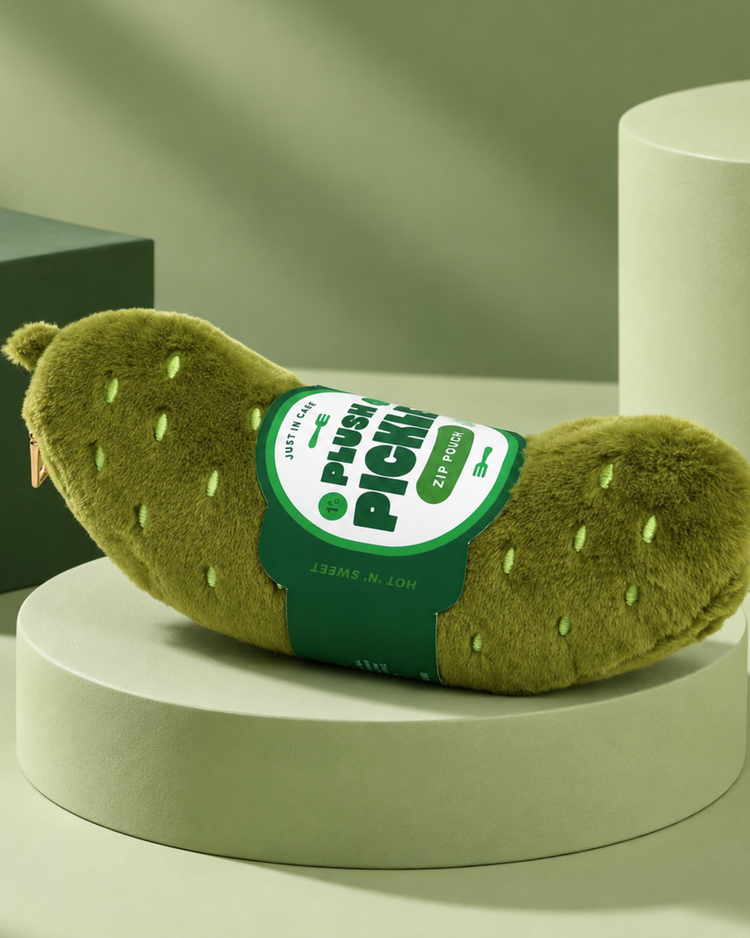 Trousse en forme de cornichon avec fermeture éclair visible
