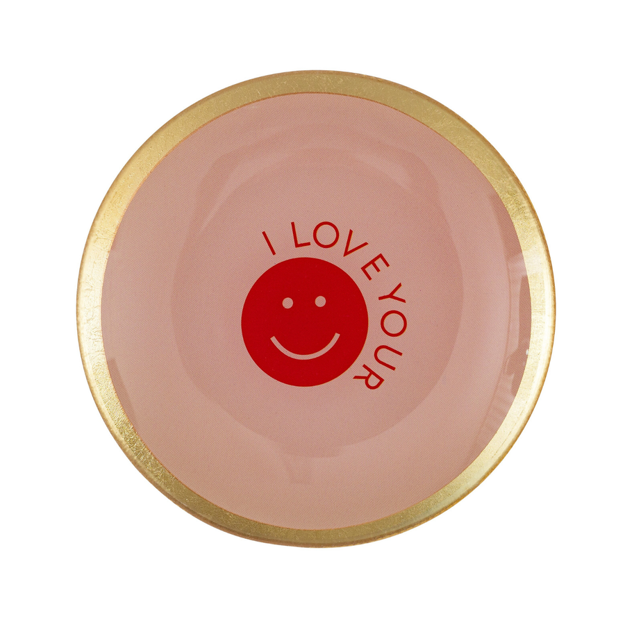 Vide-poche avec message 'I love you're smile' en rose et rouge