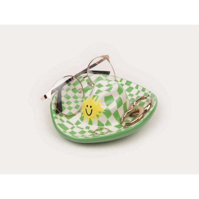 Vide poche en forme de chapeau avec motif à carreaux verts