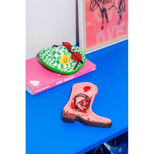 Vide poche en forme de chapeau avec motif à carreaux verts
