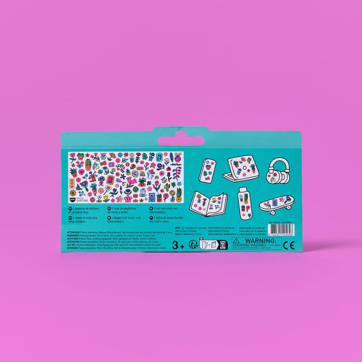 Planche de stickers floraux colorés avec motifs exotiques