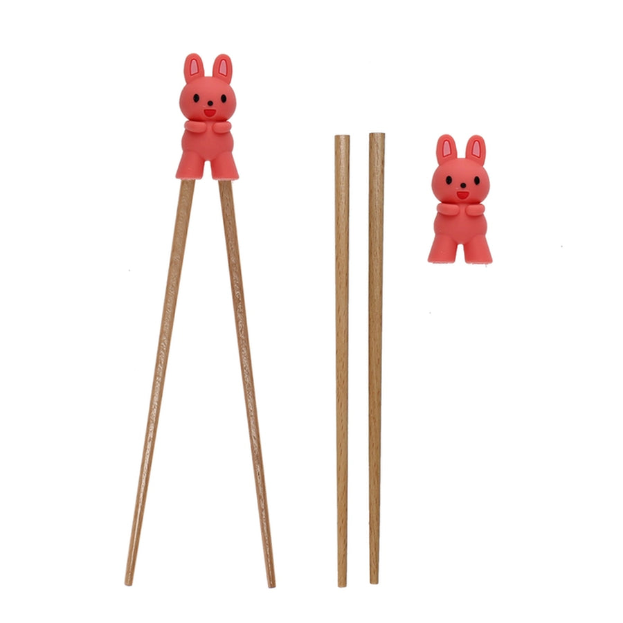 Baguettes d'entraînement en bois avec embout lapin amusant