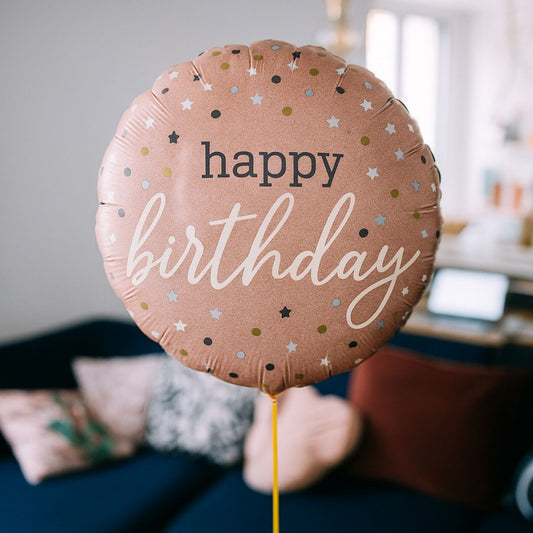 Ballon rose gold 'Happy Birthday' en forme de lettres