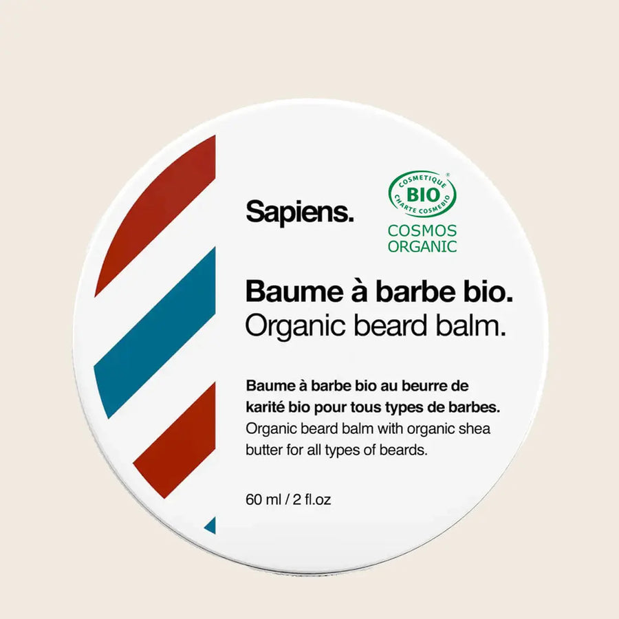 Baume à barbe BIO en pot avec texture crémeuse et étiquette verte