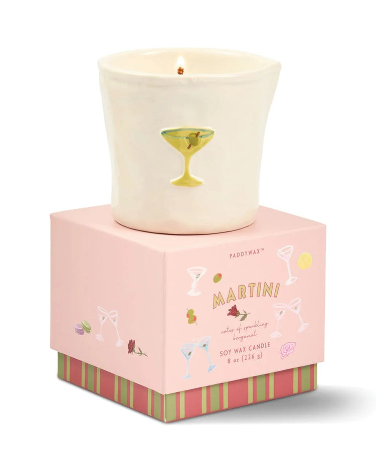 Bougie Martini en céramique avec motif texturé et agrumes