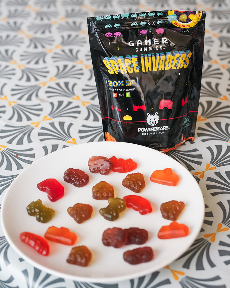 Bonbons Space Invaders en forme de personnages colorés