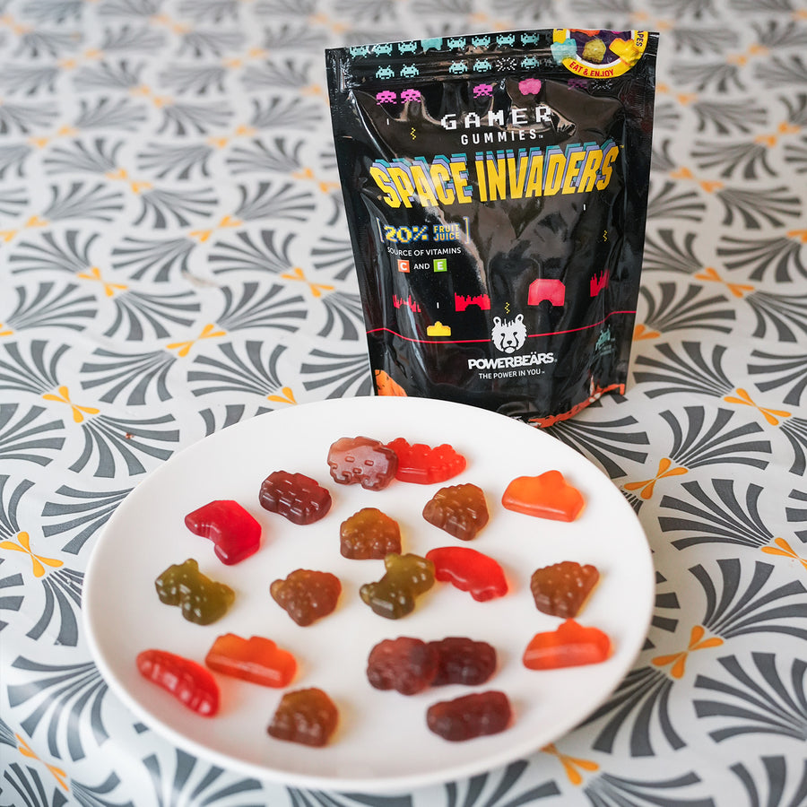 Bonbons Space Invaders en forme de personnages colorés